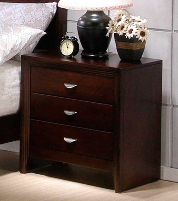 Night Stand Fluted Frame Design In Merlot Finish