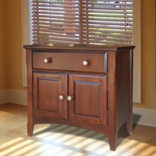 Night Stand With Drawers In Walnut Veneer Finish