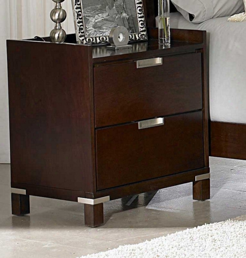 Night Stand With Metal Accent In Cherry Finish