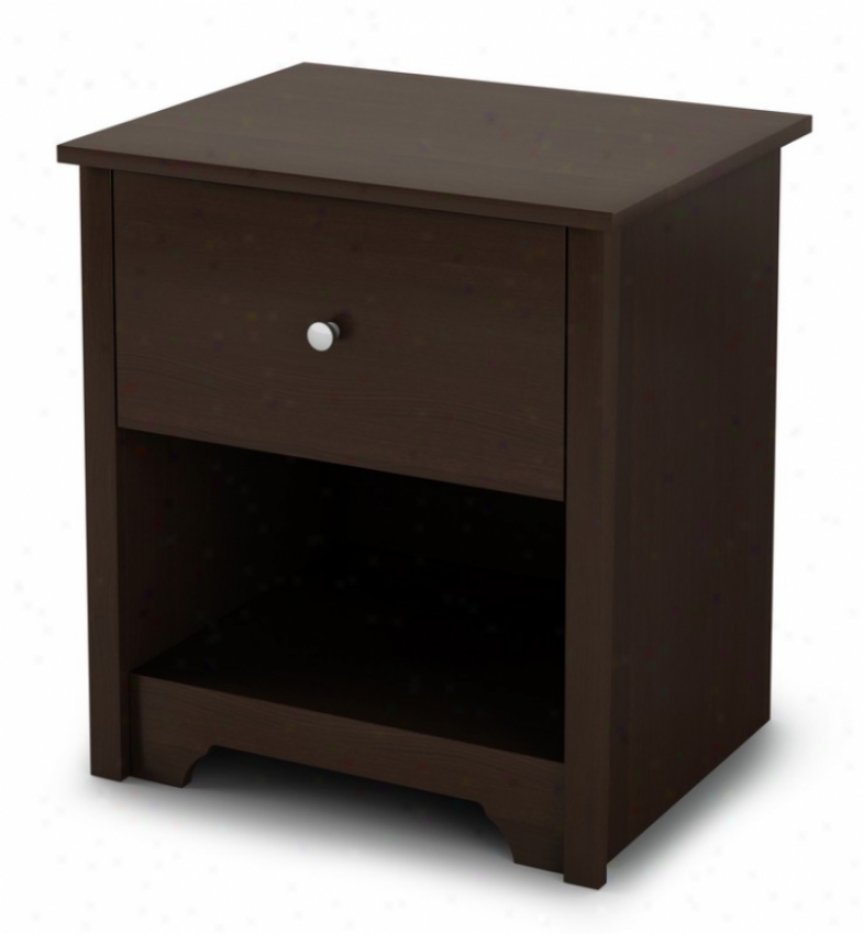 Night Stand With Open Shelf In Chocolate Finish