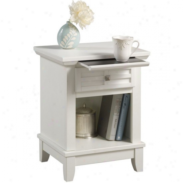 Night Stand Upon Pull-out Tray In White Finish