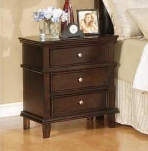Night Stand With Round Knob Hardware In Rich Cappuccino Finish