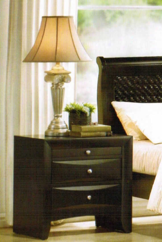 Night Be placed With Storage Drawers - Black Finish