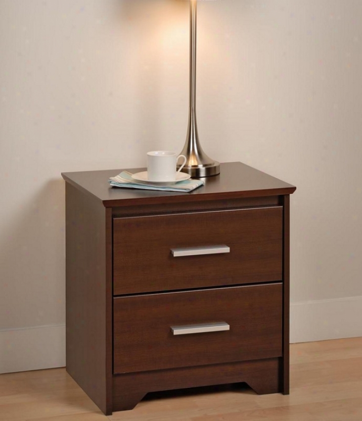 Night Stand With Two Drawers In Espresso Finish