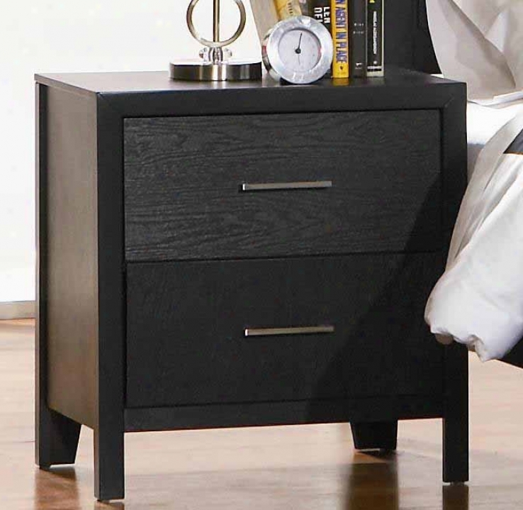Night Stand With Wood Grain In Black Finish