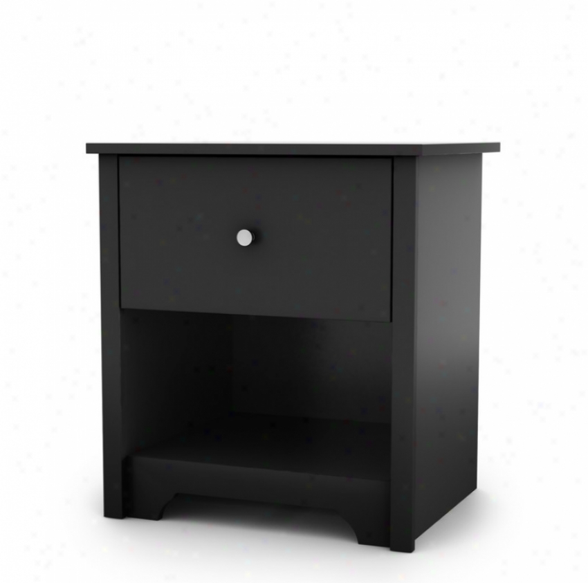 Nightstand Contemporary Style In Solid Black Finish