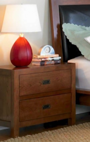 Nightstand Contemporary Style In Walnut Finish