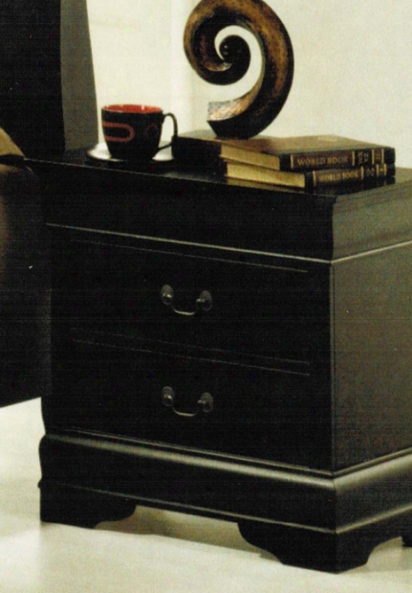 Nightstand Louis Phillipe Style In Black Finish