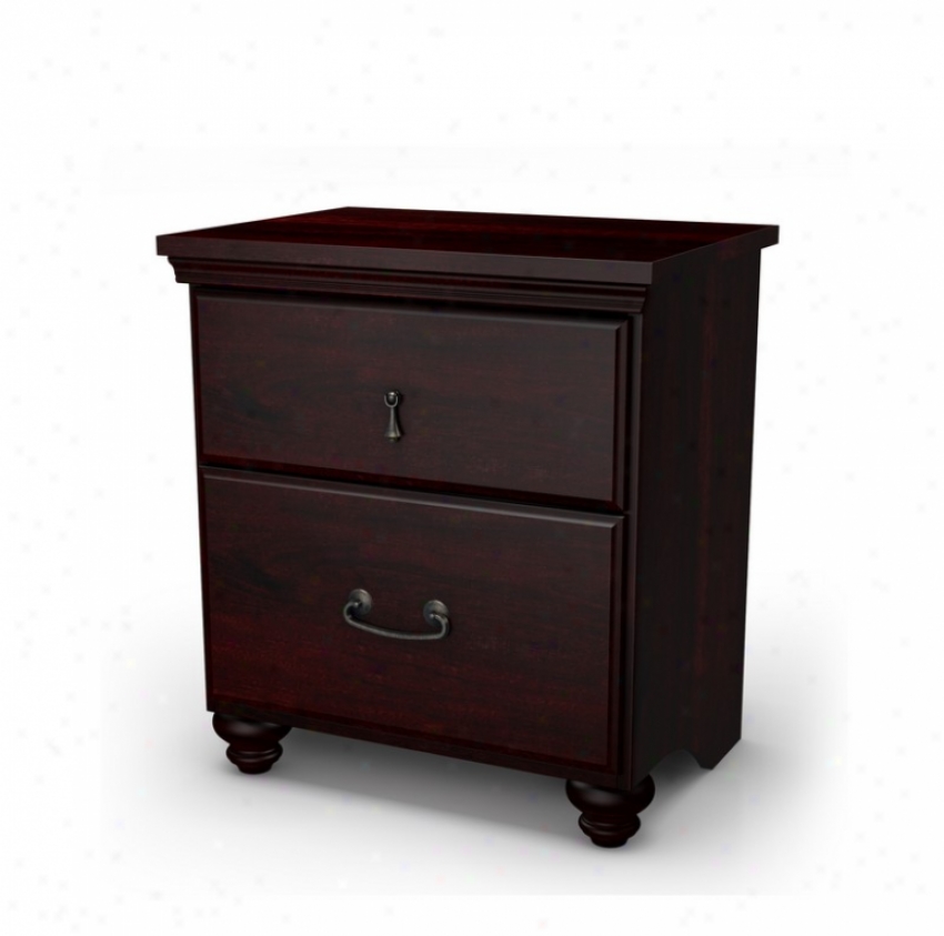 Nightstand With Bun Feet Transitioonal Style In Dark Mahogany Finish