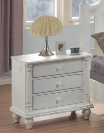 Nightstand With Bun Shaped Legs In White Finish