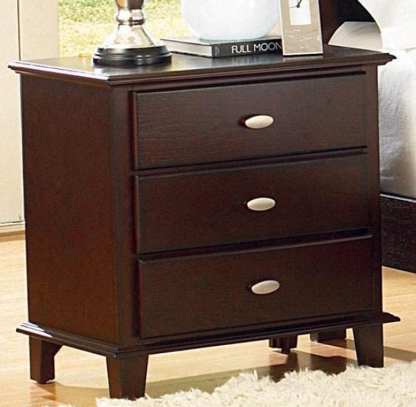 Nightstand Through  Chrome Accents In Cherry Finish
