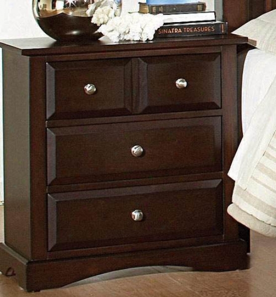 Nightstand With Chrome Accents In Rich Capuccino Finish