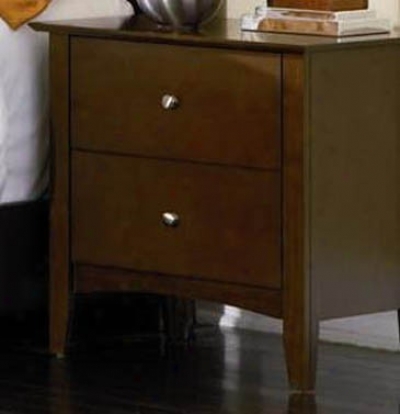 Nightstand With Chrome Ball Handles In Walnut End
