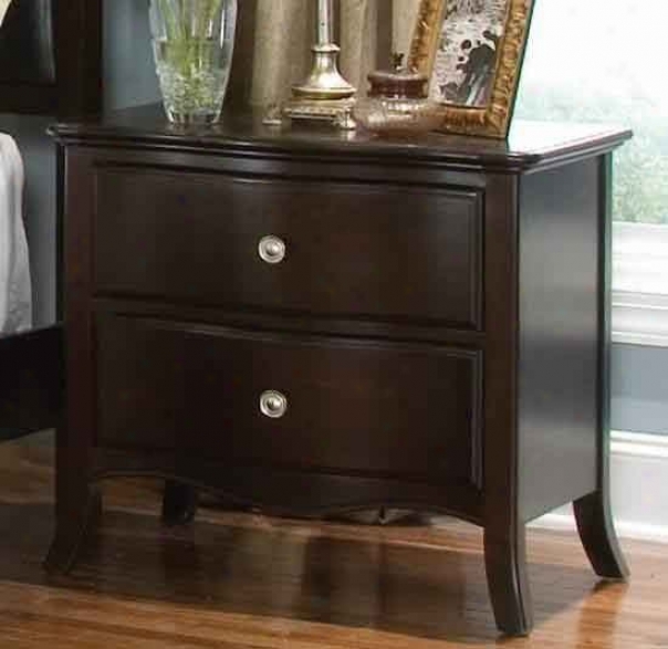 Nightstand With Curved Feet In Espresso Finish