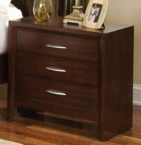 Nightstand With Decorativee Handles In Deep Rich Cherry Finish