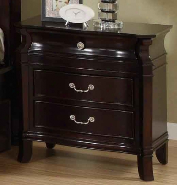 Nightstand With Decorative Handles In Rich Espresso Finish