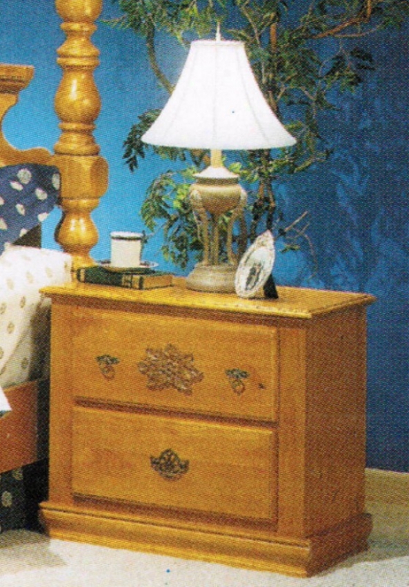 Nightstand With Floral Pattern Ponderosa Pine Finish