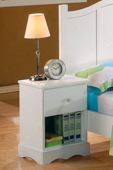 Nightstand With Glass Esteem Knobb In White Finish