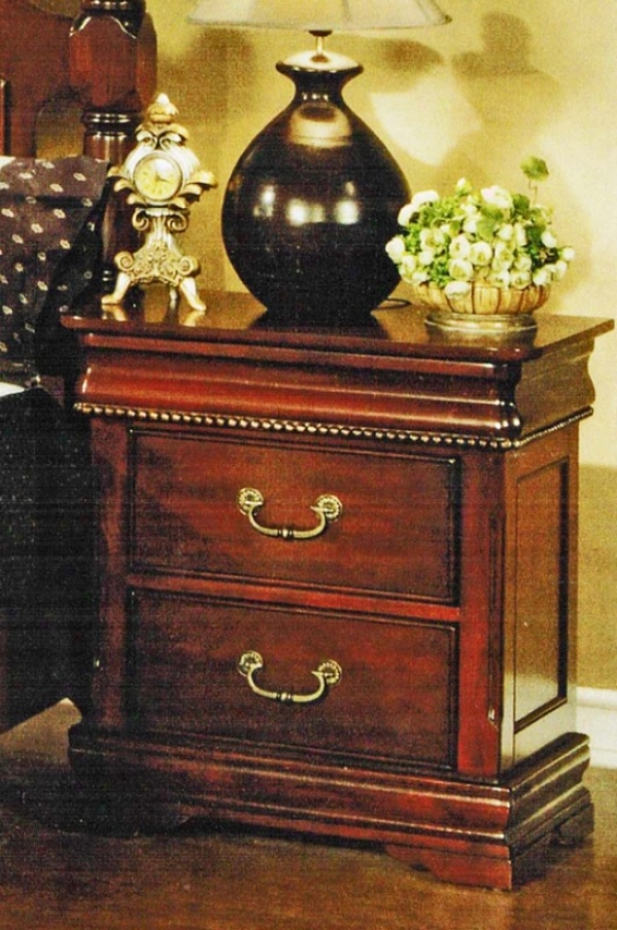 Nightstand With Hidden Drawer In Cherry Finish