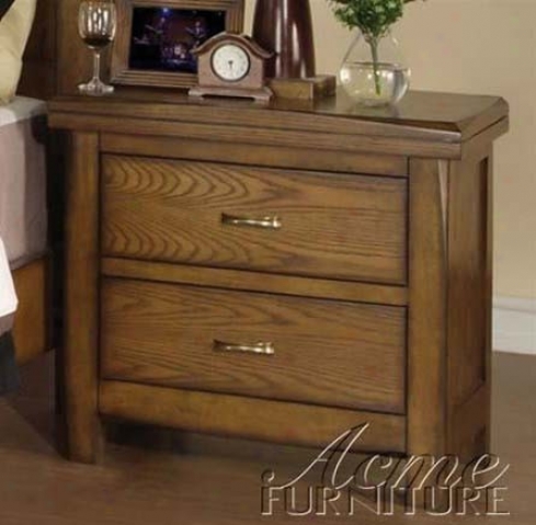 Nightstand With Metal Handles In Ask Oak Finish