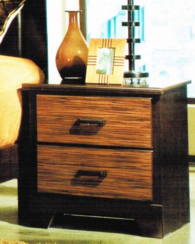 Nightstand With Metal Handles In Two Tone Finish