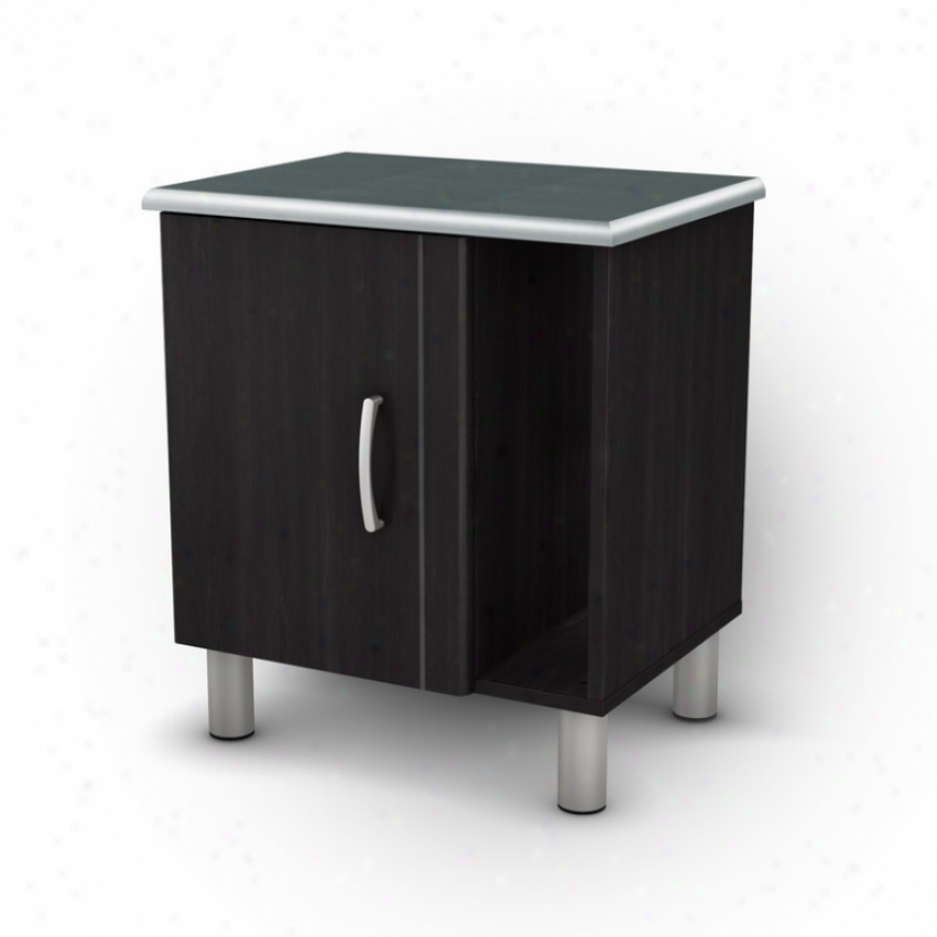 Nightstand Attending Metal Legs Contemprary Style In Black Onyx Finish