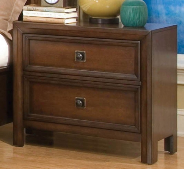 Nightstand With Nickel Handles In Walnut Finish