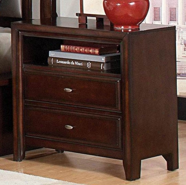 Nightstand With Open Division In Dark Mahogany Finish