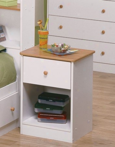 Nightstand With Open Shelf In White Finish