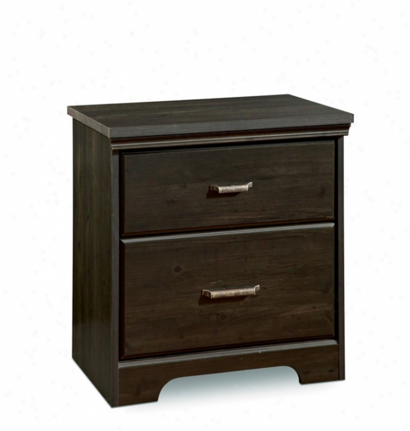 Nightstand With Pewter Pulls Country Style In Ebony Finish