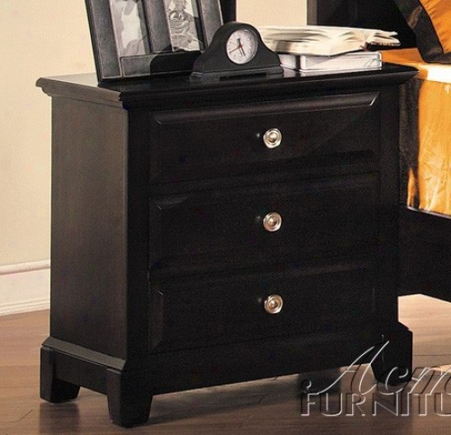 Nightstand With Ring Design Handles Chocolate Finish