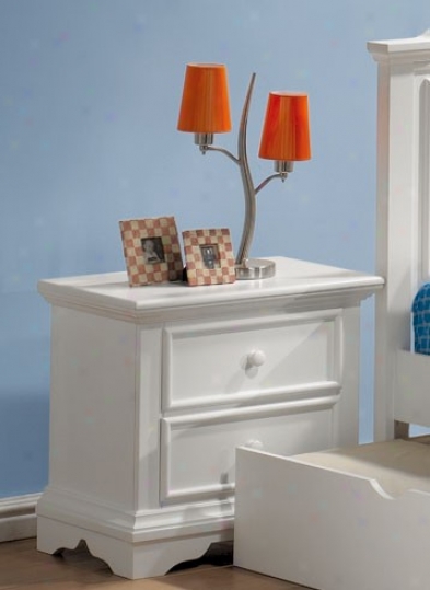 Nightstand With Shutter Design In White Finish