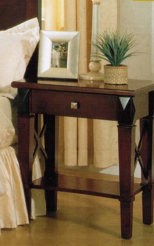 Nightstand With Storage Drawer Cherry Brown Finish