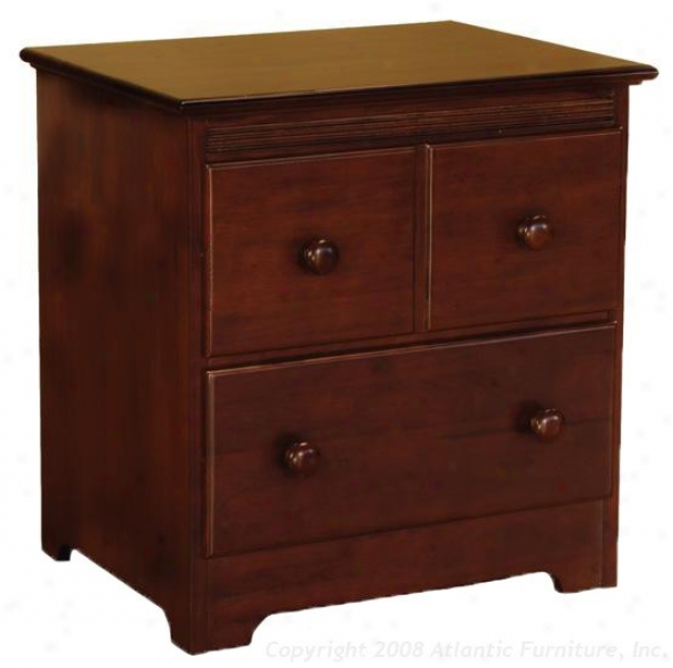 Nightstand With Storage Drawers Windsor Style Antique Walnut Finish