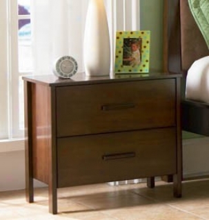 Nightstand With StraightL egs In Walnut Finish