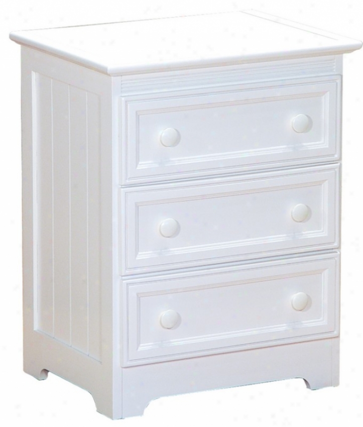 Nightstand By the side of Three Storage Drawers White Finish