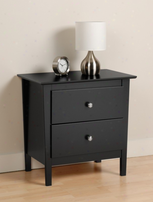 Nightstand With Two Storage Drawers In Black Finish
