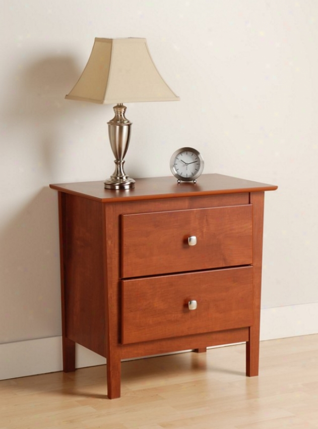 Nighgstand Wjth Two Storage Drawers In Cherry Finish