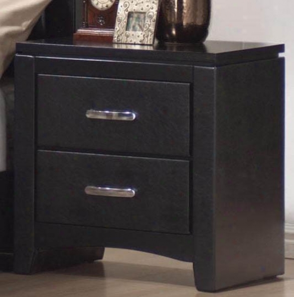 Nightstand With Vinyl Drawer Fronts In Black Finish