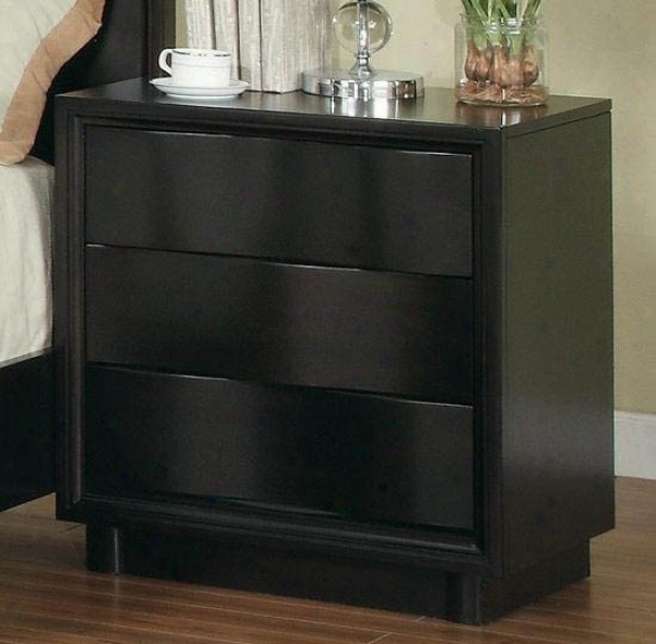 Nightstand With Wave Design In Brown Finish