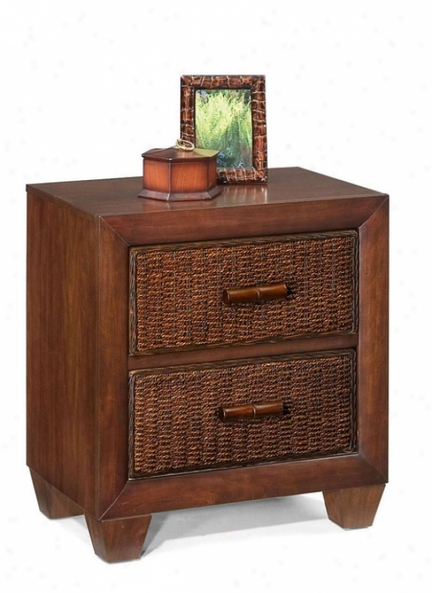 Nightstand With Woven Drawers In Cocoa Finish