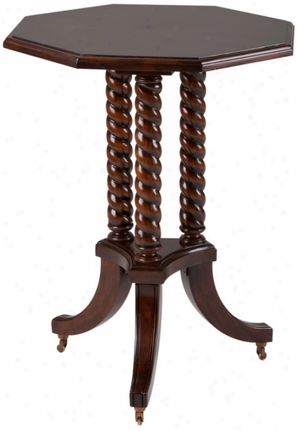 Octagonal Pedestal Table With Twisted Legs In Dark Chsstnut Perfect