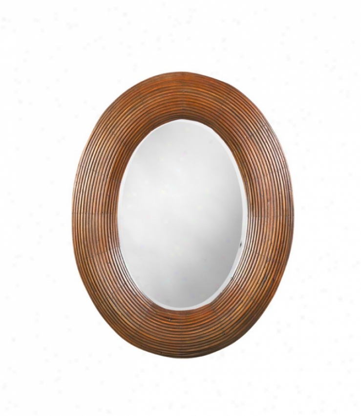 Oval Bamboo Wall Mirror In Nqtural Bamboo Finish