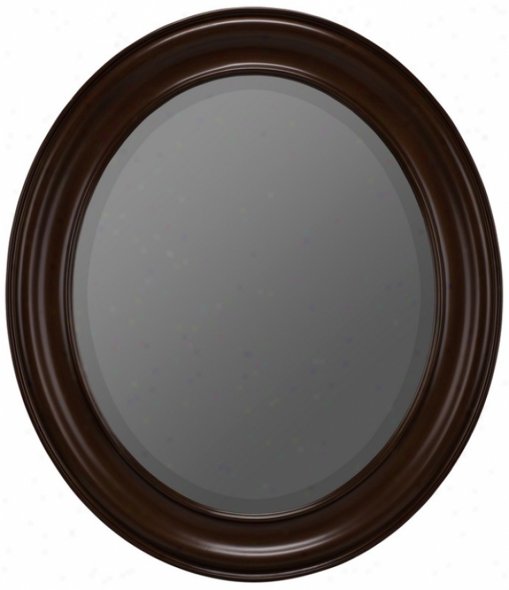 Oval Beveled Murror Contemporary Style In Cherry Finish