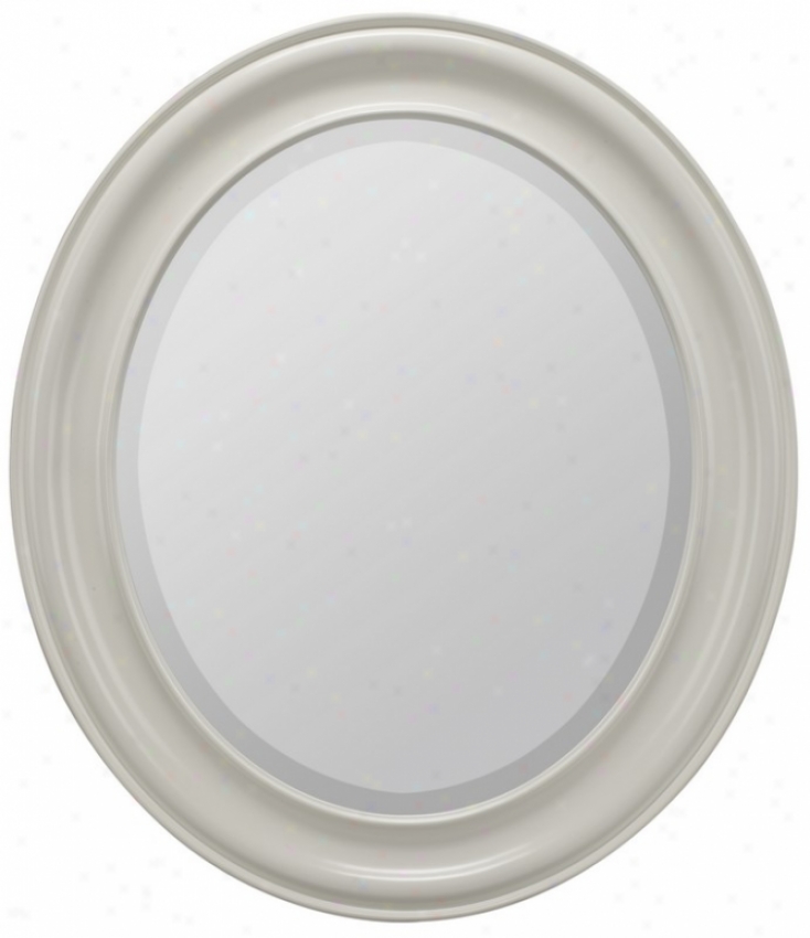 Oval Beveled Mirror Contemporary Style In White End