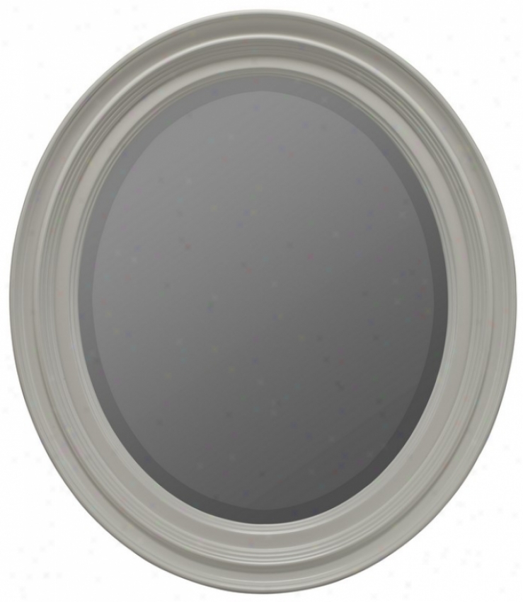 Oval Beveled Mirror With Fluted Frame In White Finish