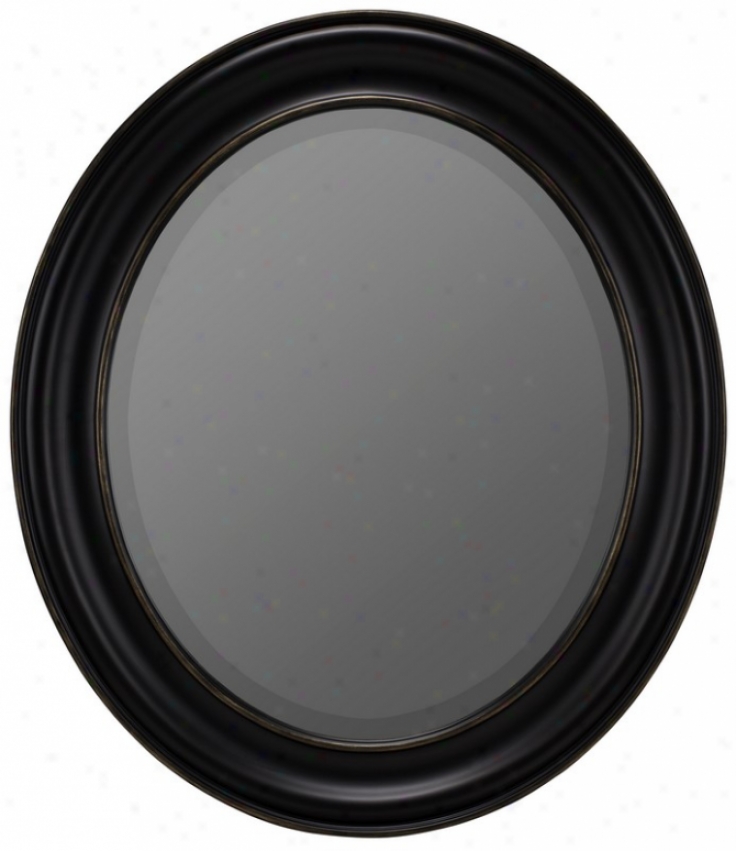Oval Beveled Mirror With Gold Lining In Black Finish