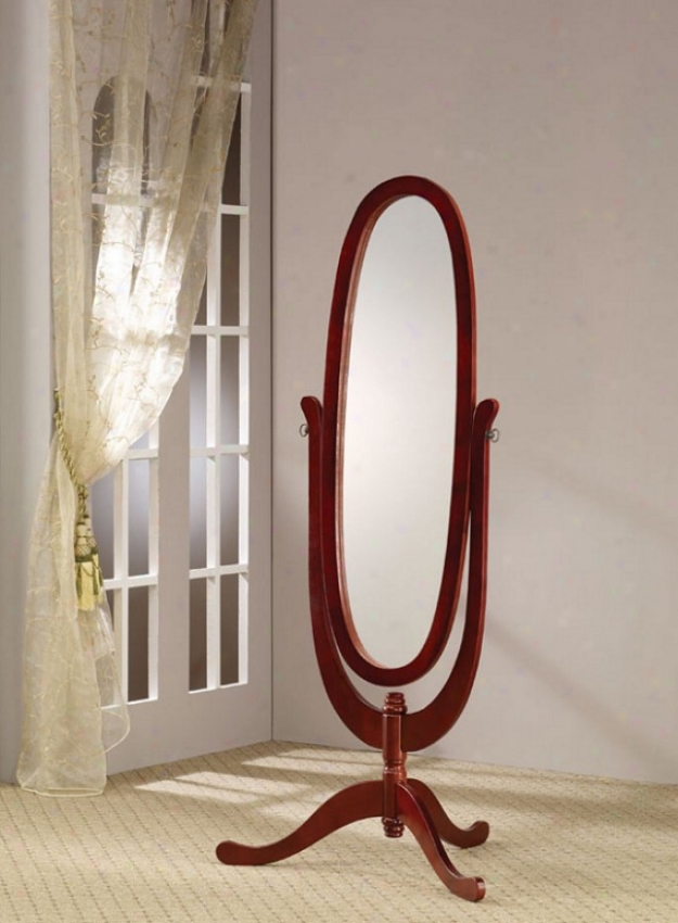 Oval Cheval Mirror Orally transmitted Style Cherry Finish