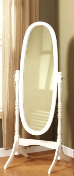 Oval Floor Mirror Traditional Style White Finish