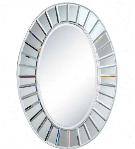 Oval Mirorr With Laminate Glass In Brushed Silver Finish